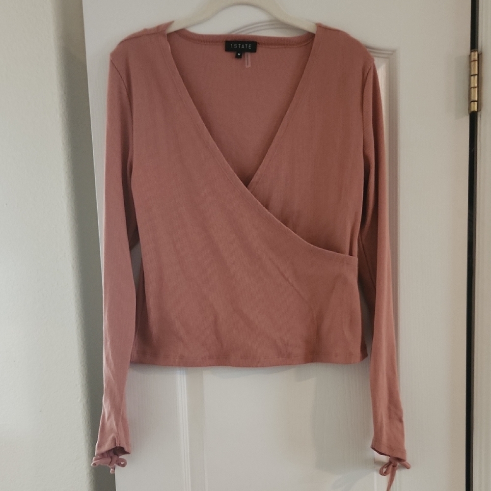 1. STATE Women's Pink faux Wrap Top, size medium‎